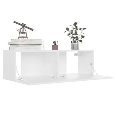 Betaalbaar TV-meubel 100x30x30cm bewerkt hout wit - 73% korting