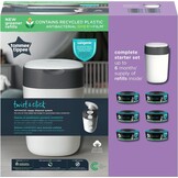 Tommee Tippee Twist & Click Advanced luieremmer starterset, 1x set van 6 navullingen met antibacteriële groene film, wit