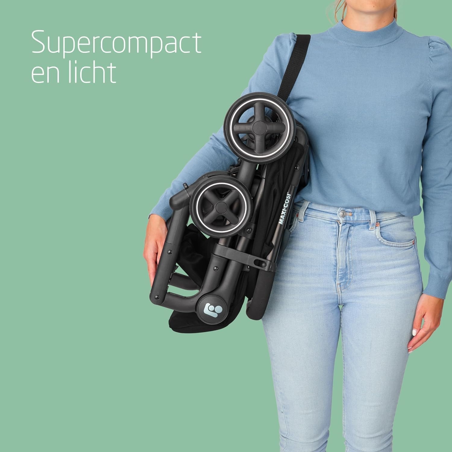 Maxi-Cosi Lara2 Kinderwagen, 0-4 jaar, 0-22 kg, Baby Wandelwagen, Lichte & Compacte Kinderwagen, 3 Ligstanden, Vlakke Ligstand, Automatisch Inklapbaar, Schouderriem, Essential Black