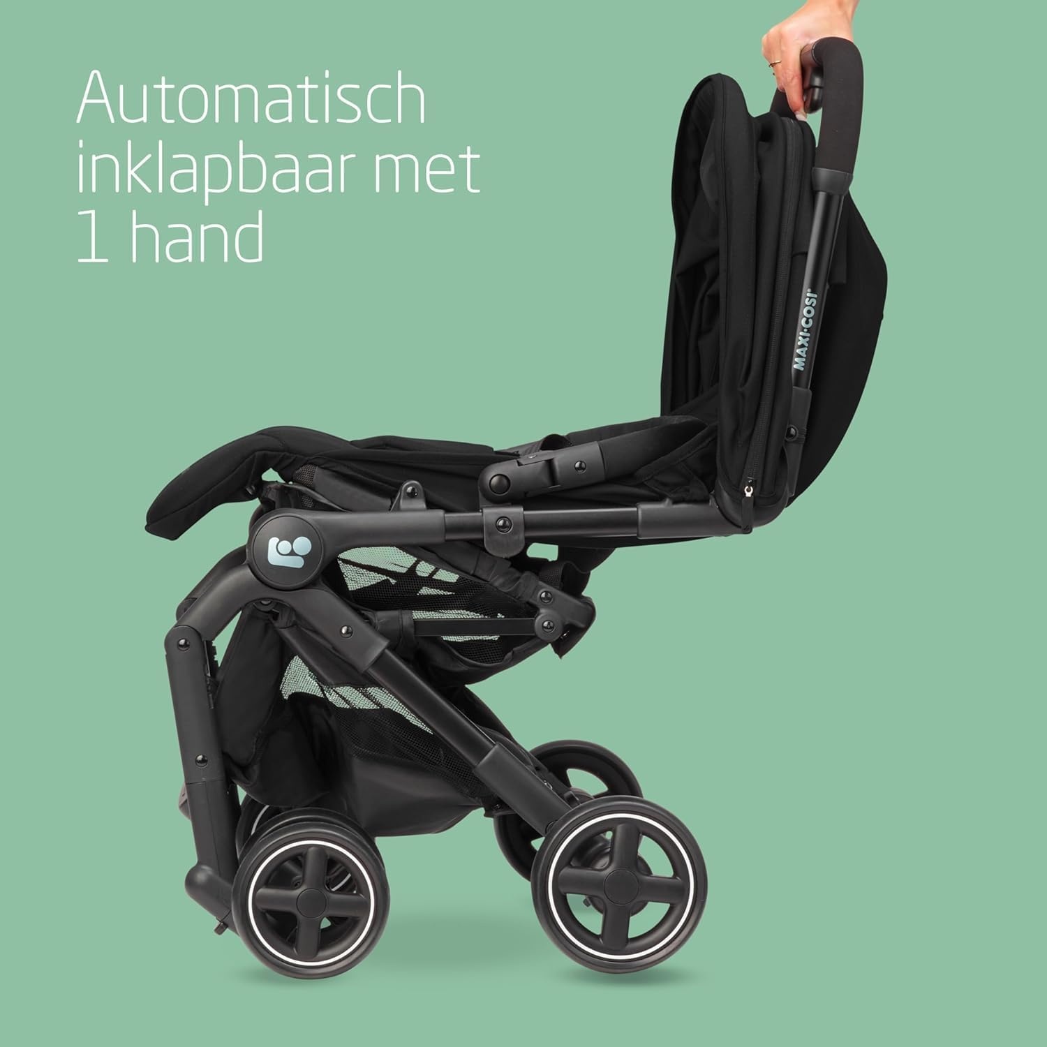 Maxi-Cosi Lara2 Kinderwagen, 0-4 jaar, 0-22 kg, Baby Wandelwagen, Lichte & Compacte Kinderwagen, 3 Ligstanden, Vlakke Ligstand, Automatisch Inklapbaar, Schouderriem, Essential Black