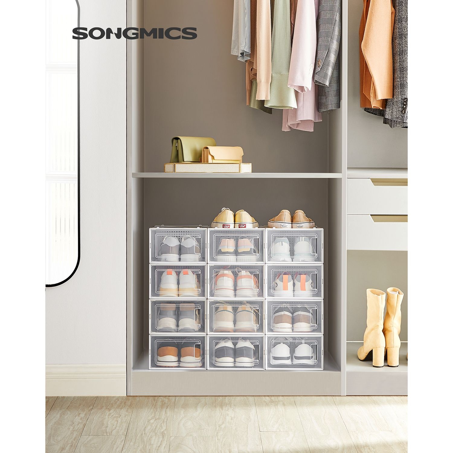 SONGMICS Schoenendozen (12 stuks) - Stapelbaar & 55% Korting
