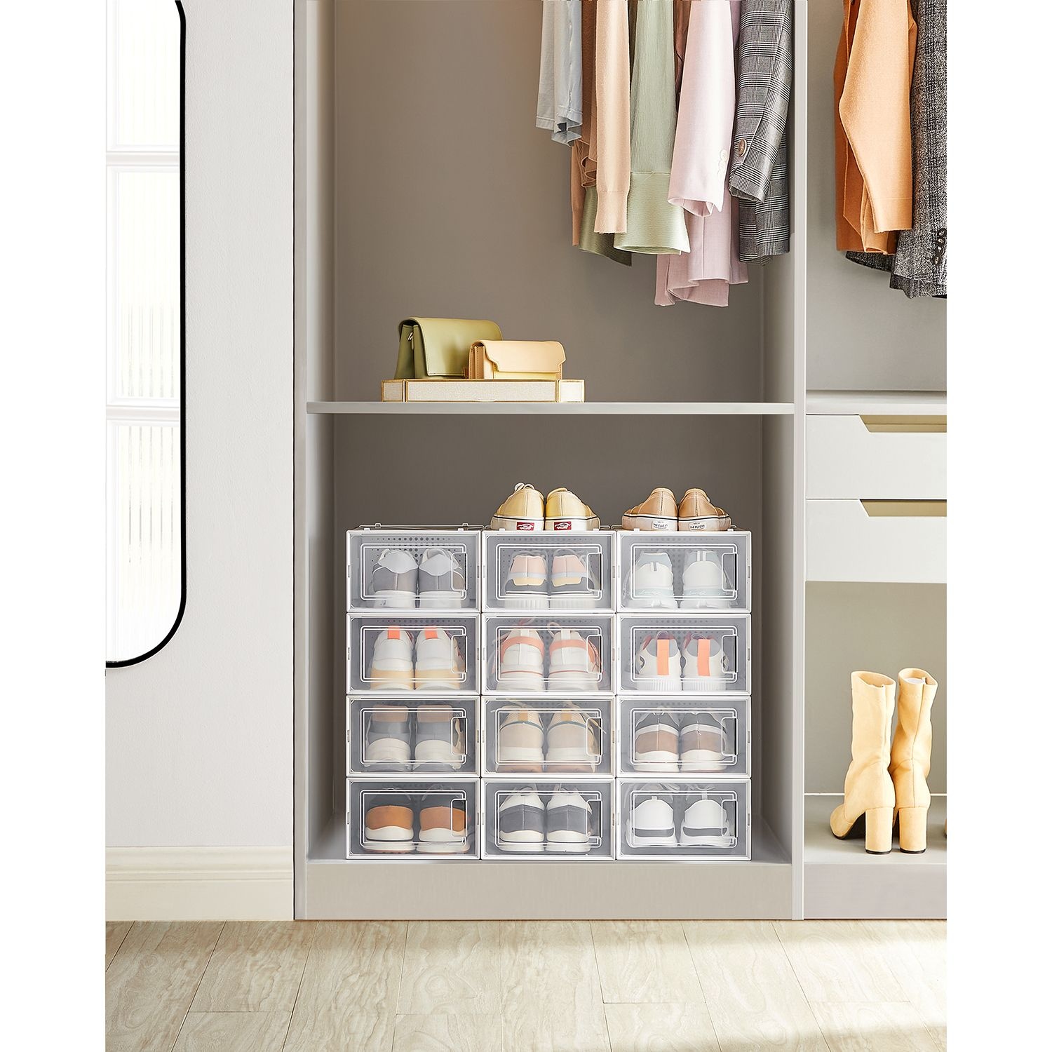 SONGMICS Schoenendozen (12 stuks) - Stapelbaar & 55% Korting