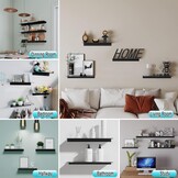 Zwevende Wandplank Set 2x Zwart Metaal | 59% Korting