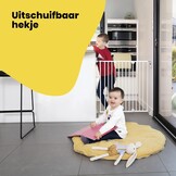 Safety 1st Wall Fix Extending Metal Gate, Verstelbaar Traphekje, 62 – 102cm, Veligheidshek Baby, Met één Hand te Openen, Eenvoudig te Bevestigen en Weer te Verwijderen, Geen Struikelgevaar, Wit