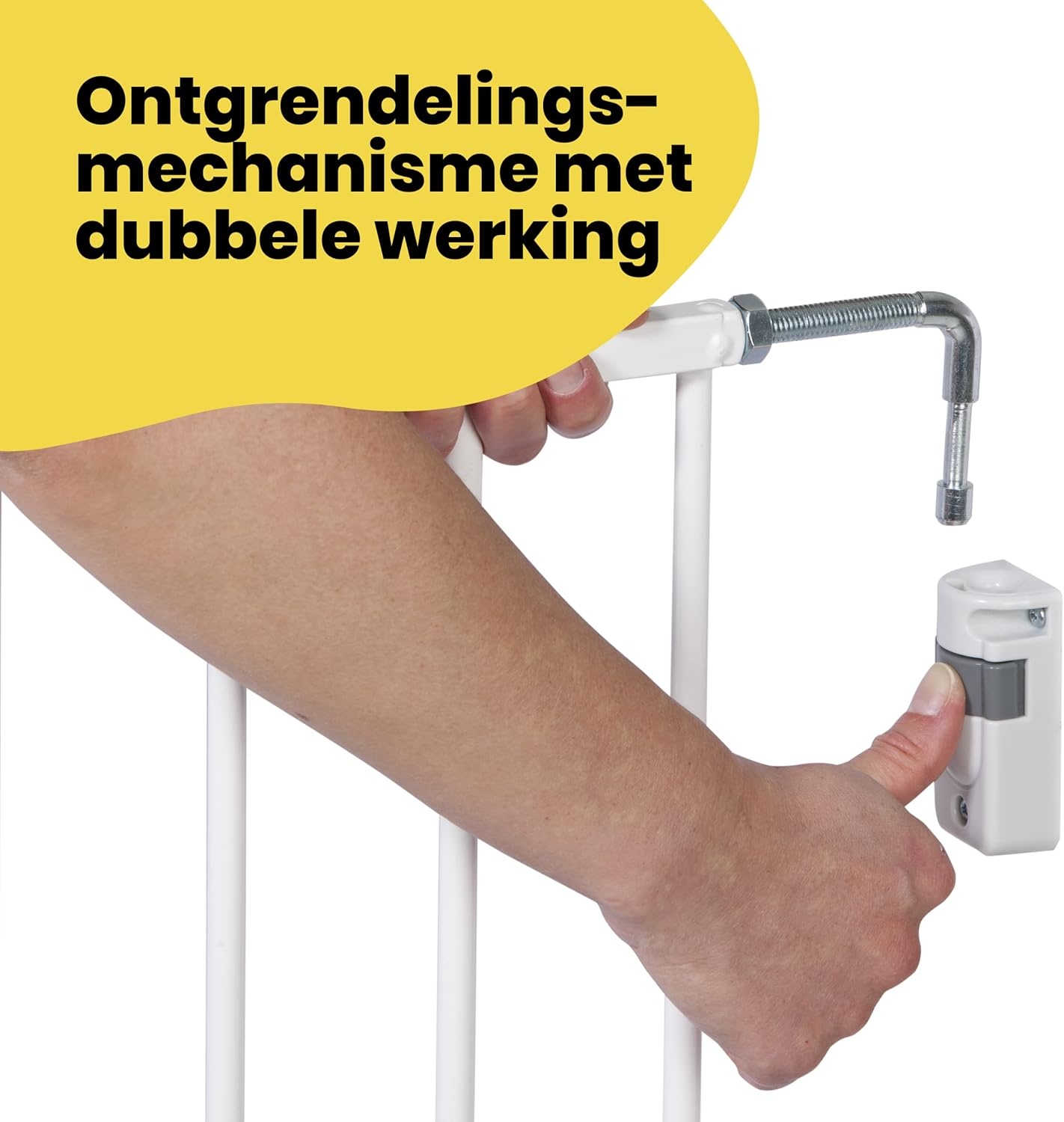 Safety 1st Wall Fix Extending Metal Gate, Verstelbaar Traphekje, 62 – 102cm, Veligheidshek Baby, Met één Hand te Openen, Eenvoudig te Bevestigen en Weer te Verwijderen, Geen Struikelgevaar, Wit