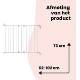 Safety 1st Wall Fix Extending Metal Gate, Verstelbaar Traphekje, 62 – 102cm, Veligheidshek Baby, Met één Hand te Openen, Eenvoudig te Bevestigen en Weer te Verwijderen, Geen Struikelgevaar, Wit