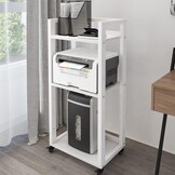 PUNCIA 3-Tier Beweegbare Printer Stand Vloer Standing Desk Side Shredder Stand Computer Host Houder Verstelbare Opslagplank Rack op Wielen voor Fax Scanner Bestandsboek (Retro)