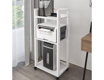 PUNCIA 3-Tier Beweegbare Printer Stand Vloer Standing Desk Side Shredder Stand Computer Host Houder Verstelbare Opslagplank Rack op Wielen voor Fax Scanner Bestandsboek (Retro)