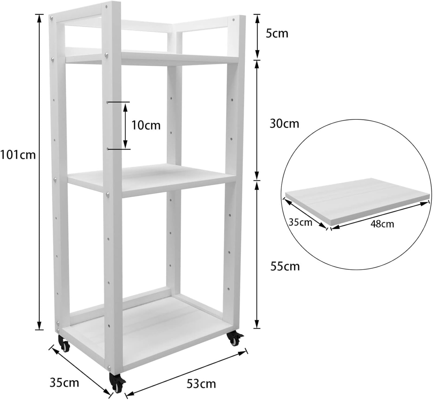 PUNCIA 3-Tier Beweegbare Printer Stand Vloer Standing Desk Side Shredder Stand Computer Host Houder Verstelbare Opslagplank Rack op Wielen voor Fax Scanner Bestandsboek (Retro)