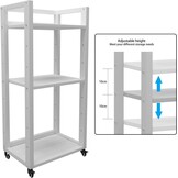 PUNCIA 3-Tier Beweegbare Printer Stand Vloer Standing Desk Side Shredder Stand Computer Host Houder Verstelbare Opslagplank Rack op Wielen voor Fax Scanner Bestandsboek (Retro)
