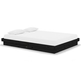 vidaXL Bedframe massief hout zwart 135x190 cm