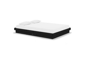 Massief Houten Bedframe Zwart 135x190cm - 52% Korting!