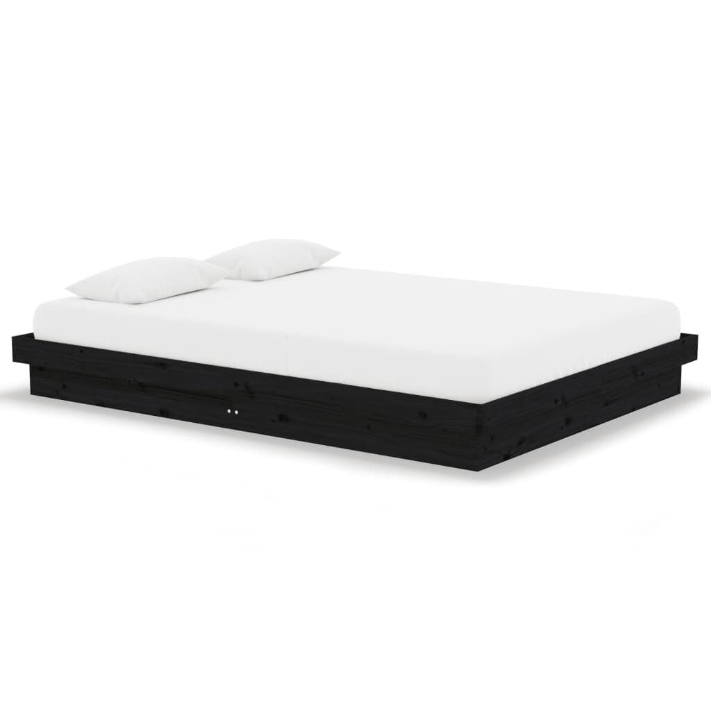 vidaXL Bedframe massief hout zwart 135x190 cm