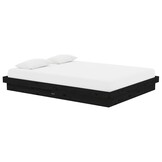 vidaXL Bedframe massief hout zwart 135x190 cm