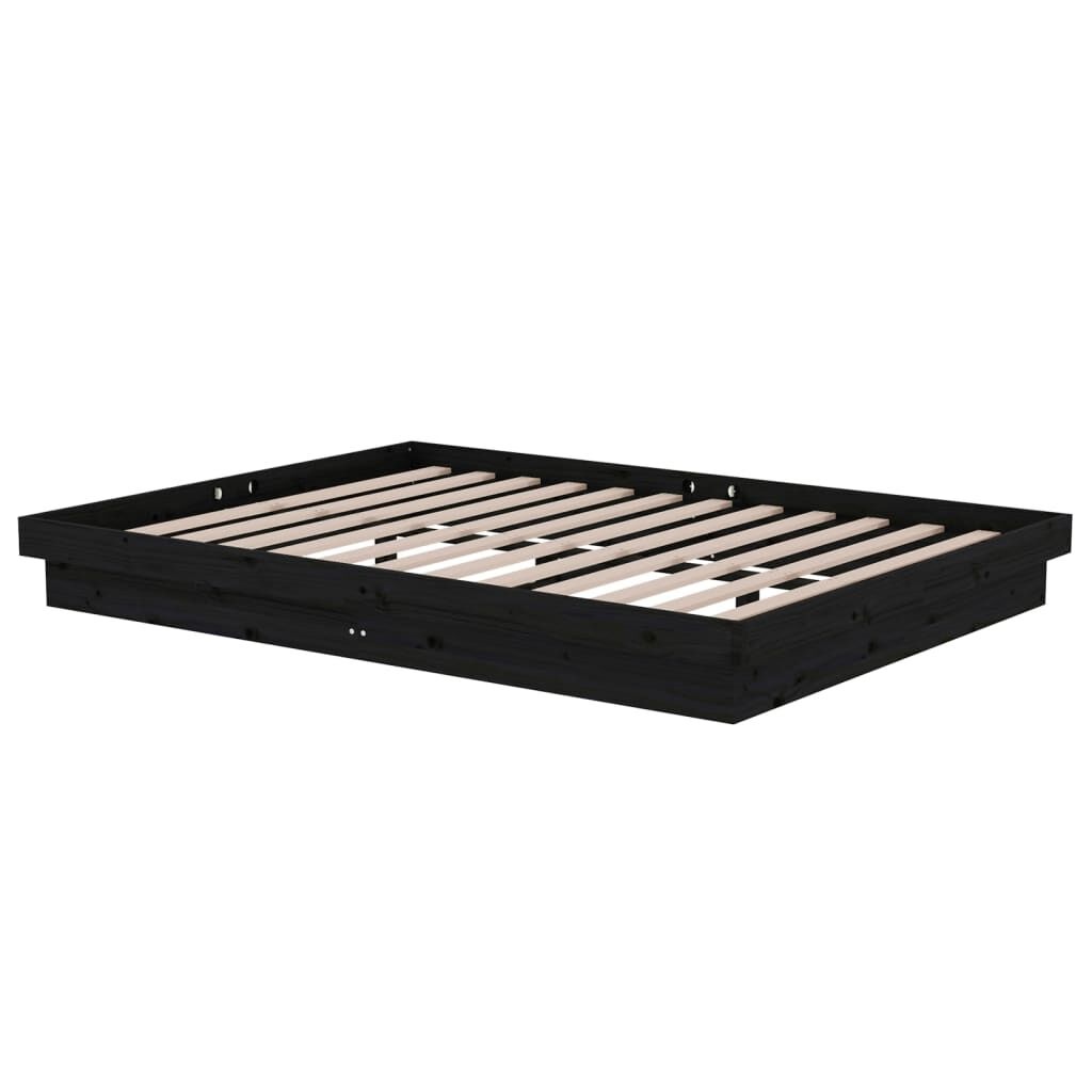 vidaXL Bedframe massief hout zwart 135x190 cm