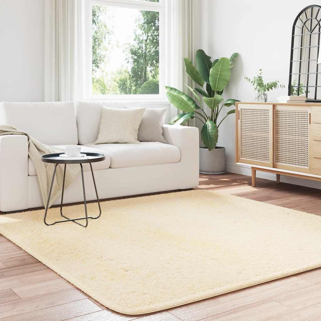 vidaXL Hoogpolig vloerkleed NAVARRA 200x200 cm polyester crèmekleurig