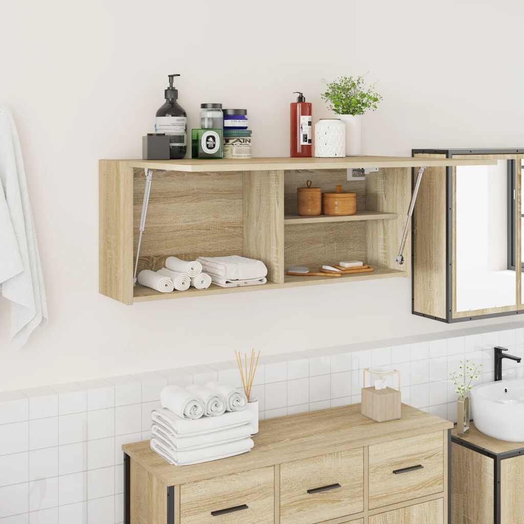 vidaXL Badkamerwandkast 100x25x40 cm bewerkt hout sonoma eikenkleurig