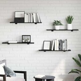 vidaXL Boekenplank Bord 4 pcs Zwart 80 x 20 x 1.5 cm Bewerkt hout