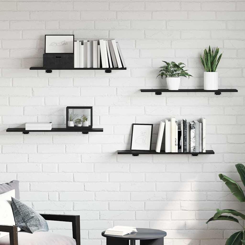 vidaXL Boekenplank Bord 4 pcs Zwart 80 x 20 x 1.5 cm Bewerkt hout