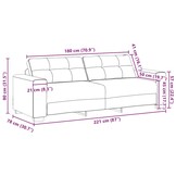vidaXL 3-zitsbank donkergrijs 180 cm stof