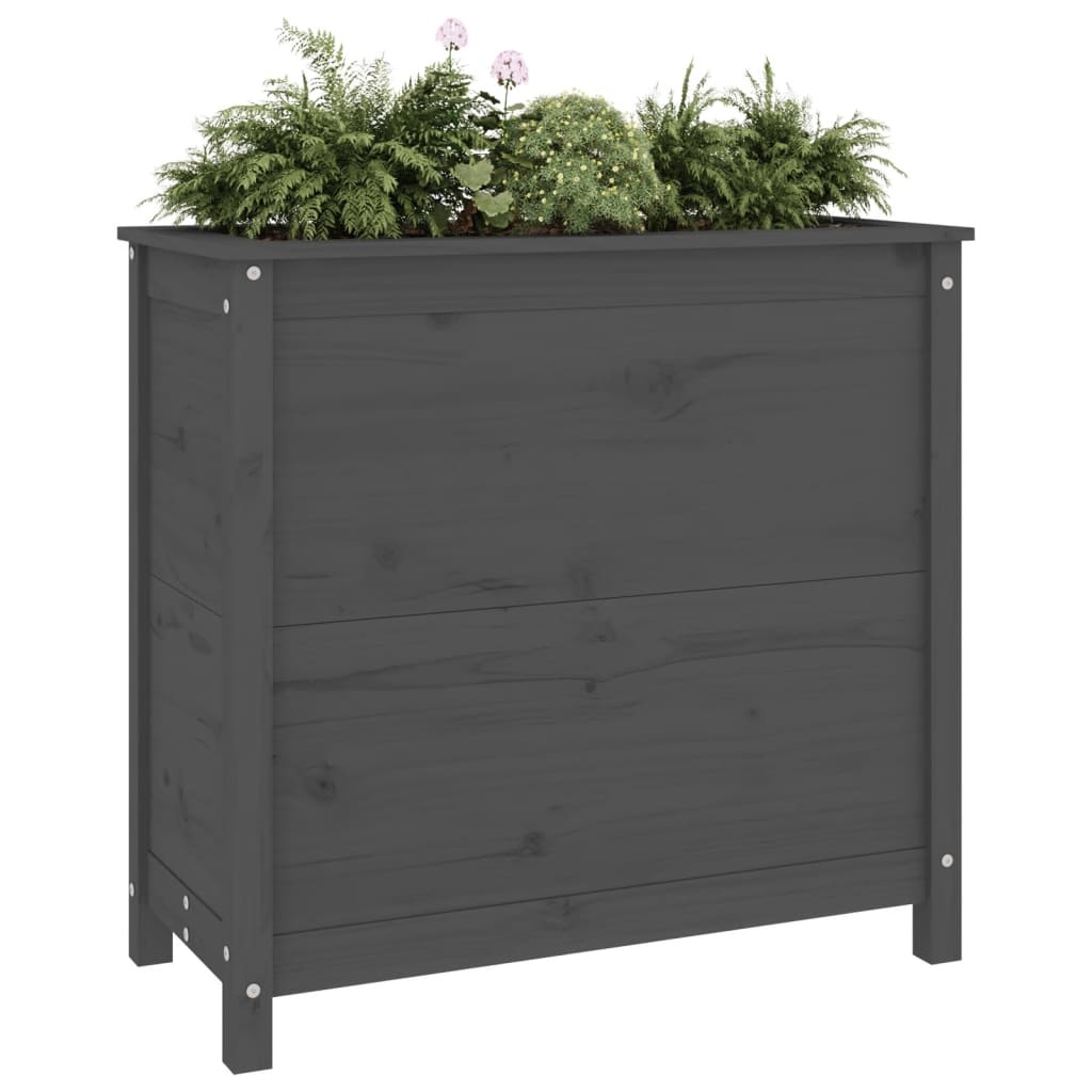 vidaXL Plantenbak 82,5x40x78 cm massief grenenhout grijs