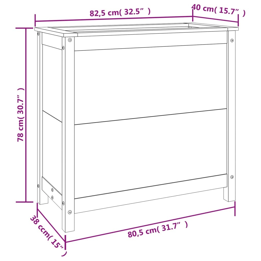Grijze Grenenhouten Plantenbak 82,5x40x78 cm - 61% Korting!