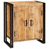 vidaXL Nachtkastje Bruin 38 x 33 x 58 cm Massief ruw mango hout