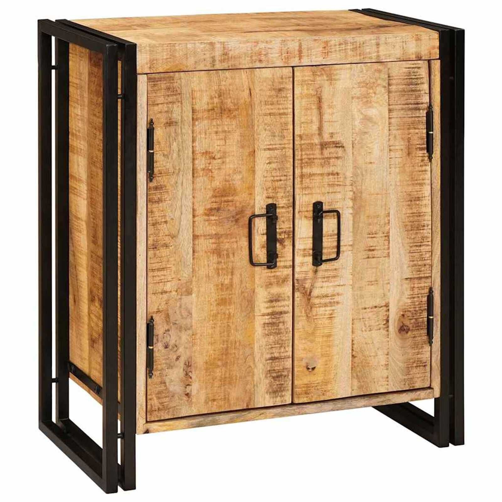 vidaXL Nachtkastje Bruin 38 x 33 x 58 cm Massief ruw mango hout
