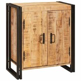 vidaXL Nachtkastje Bruin 38 x 33 x 58 cm Massief ruw mango hout