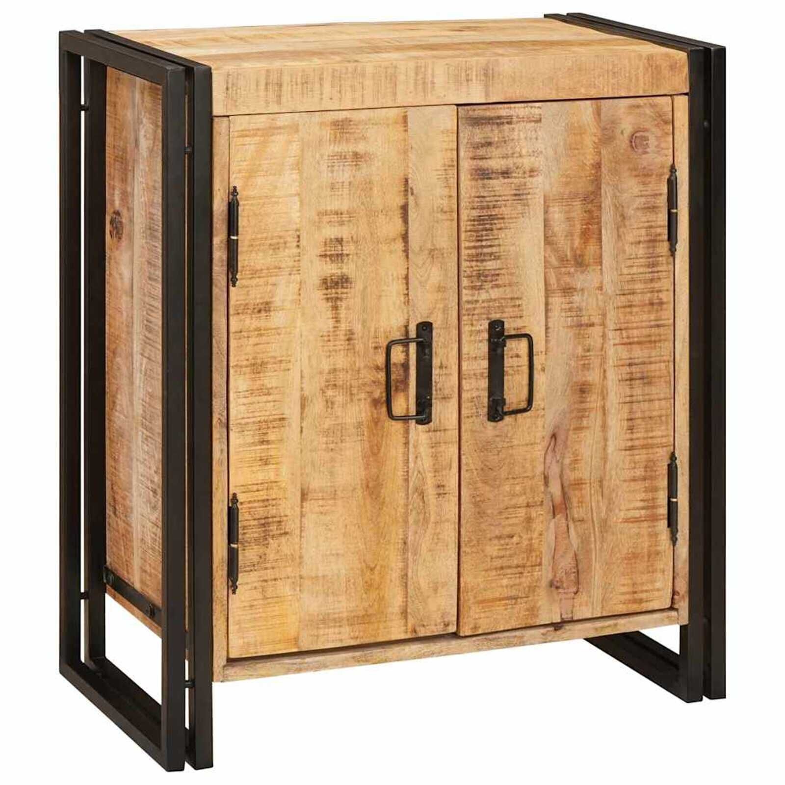 vidaXL Nachtkastje Bruin 38 x 33 x 58 cm Massief ruw mango hout