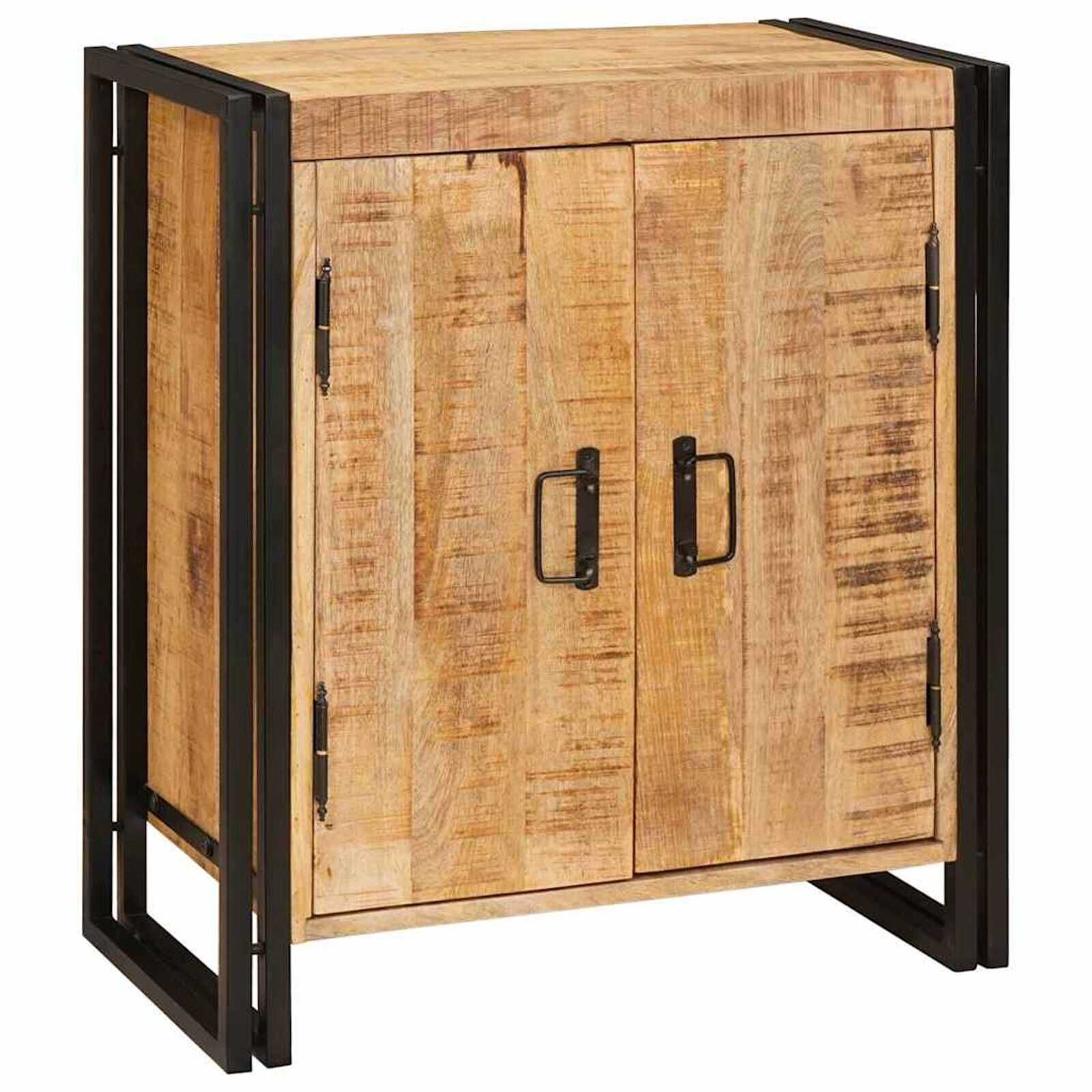 vidaXL Nachtkastje Bruin 38 x 33 x 58 cm Massief ruw mango hout