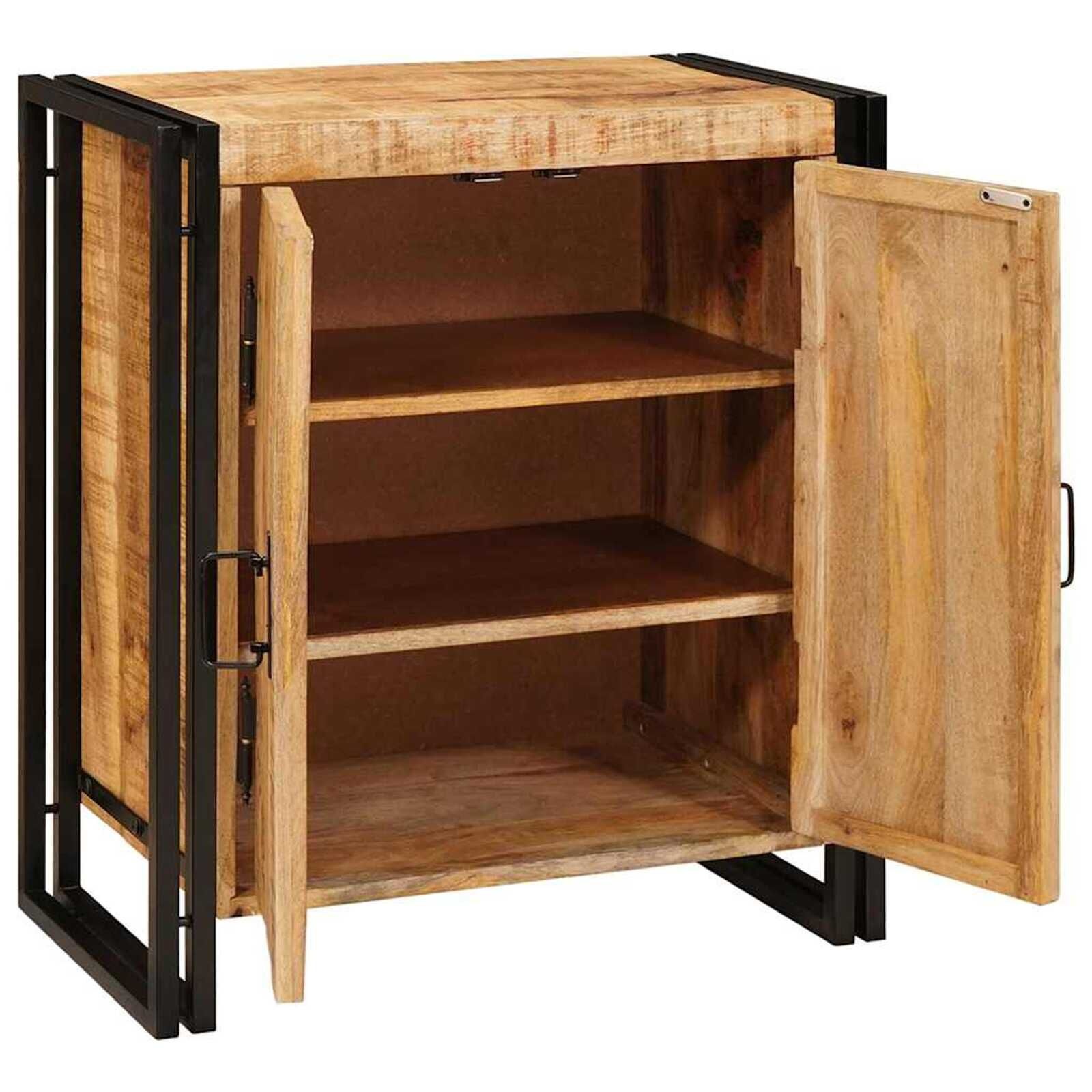 vidaXL Nachtkastje Bruin 38 x 33 x 58 cm Massief ruw mango hout