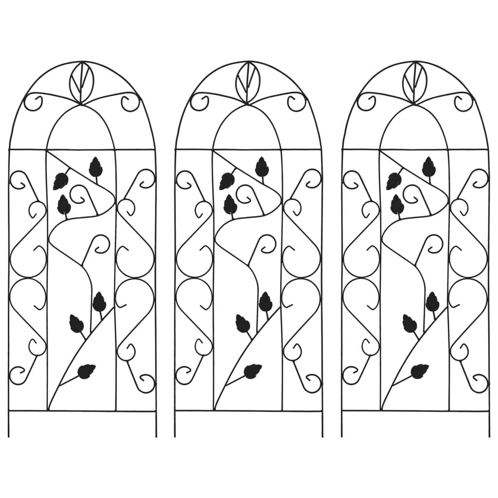 vidaXL Plantenklimrekken 3 st 40x100 cm ijzer zwart