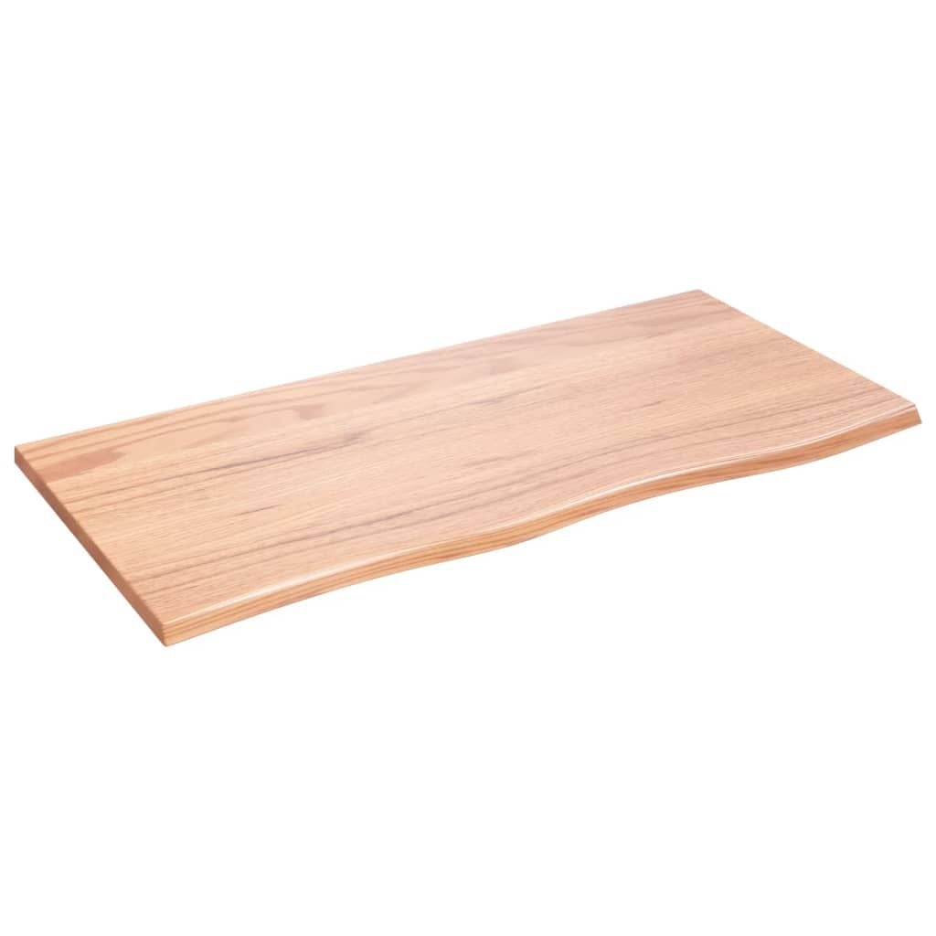 vidaXL Wastafelblad 100x50x2 behandeld massief hout lichtbruin