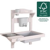 roba Hangende Modderkeuken voor Kinderen - Functionele Buitenspeelkeuken met Waterdispenser & Accessoires - FSC Gecertificeerd Hout - Grijs Gelakt