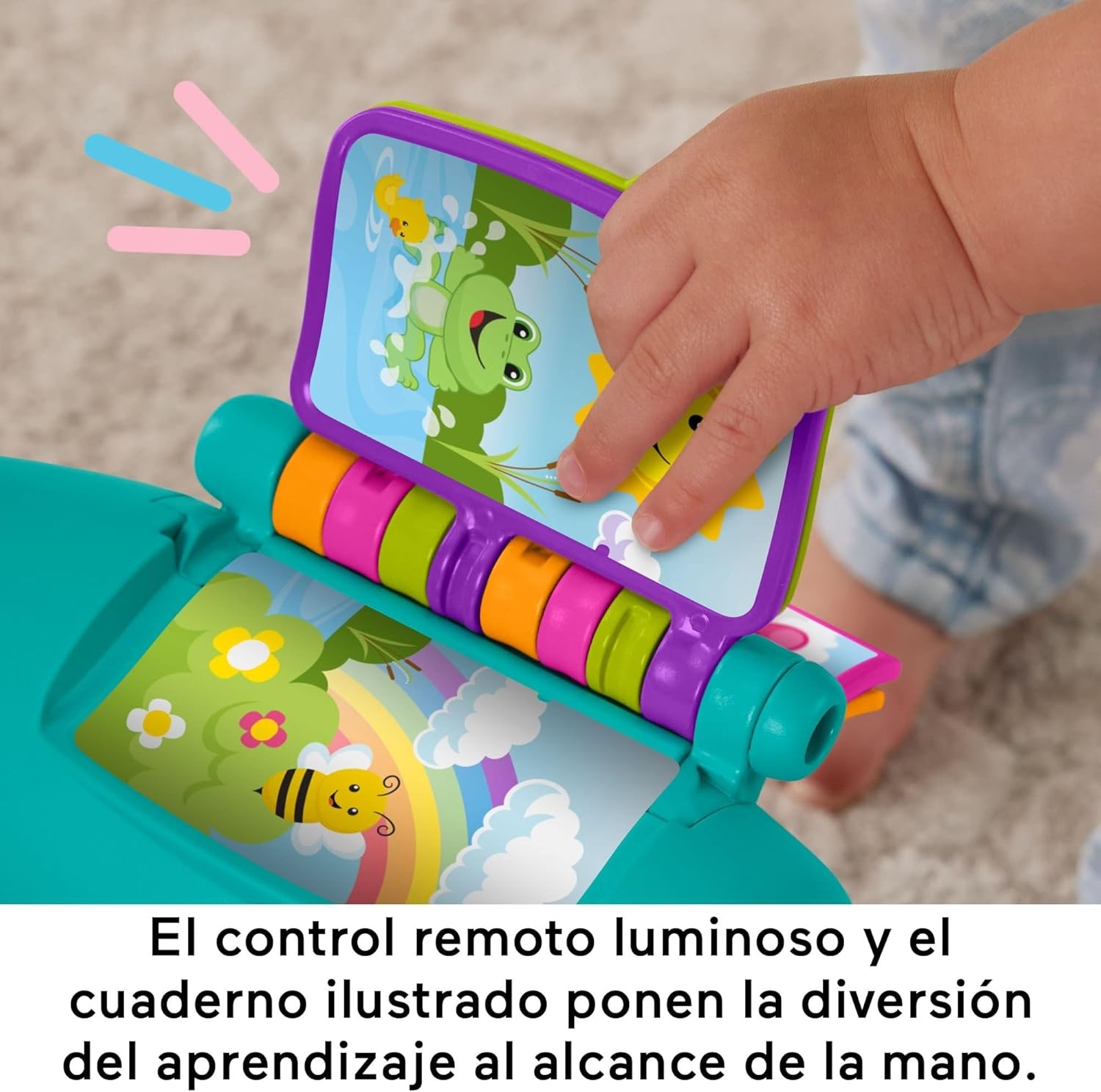 Fisher-Price Educatief speelgoed, educatief speelgoed voor peuters, leerplezier, turquoise, versie: Engels; Italiaans; Portugees; Spaans, HYR96