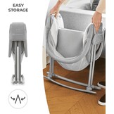 Kinderkraft LOVI Baby wieg/reiswieg 3-in-1 Grijs met schommel- en muskietennetfunctie