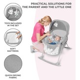 Kinderkraft LOVI Baby wieg/reiswieg 3-in-1 Grijs met schommel- en muskietennetfunctie