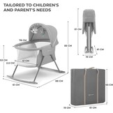 Kinderkraft LOVI Baby wieg/reiswieg 3-in-1 Grijs met schommel- en muskietennetfunctie