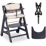 hauck Beta+, Natural - Meegroeiende Houten Kinderstoel Set Met Wielen En Zitkussen Vanaf 6 Maanden Tot 90 kg Inclusief Groot Eetblad Veiligheidsbeugel 5 Punt Gordel En Kruisriem