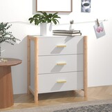 Bewerkt Houten Dressoir Wit 62x38x70 cm - 60% Korting!