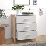 Bewerkt Houten Dressoir Wit 62x38x70 cm - 60% Korting!