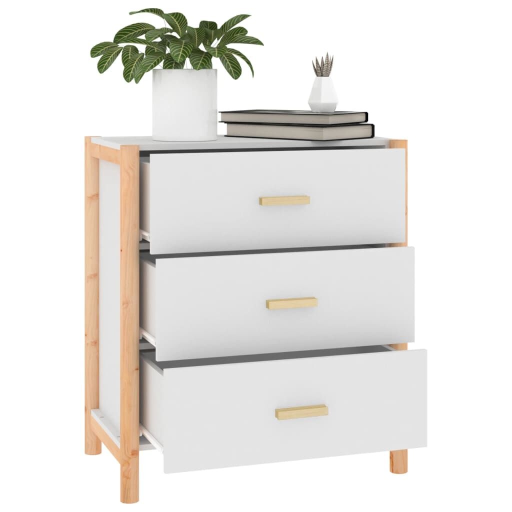 Bewerkt Houten Dressoir Wit 62x38x70 cm - 60% Korting!