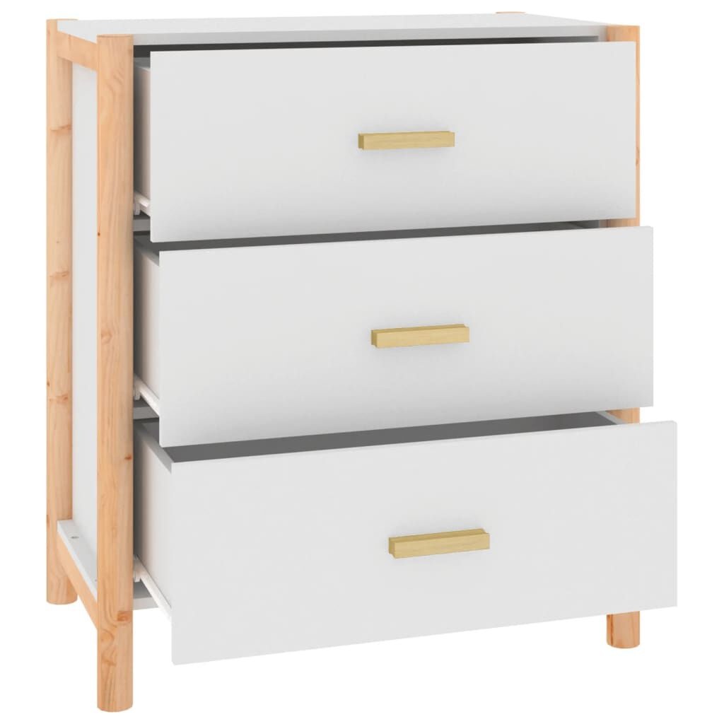 Bewerkt Houten Dressoir Wit 62x38x70 cm - 60% Korting!