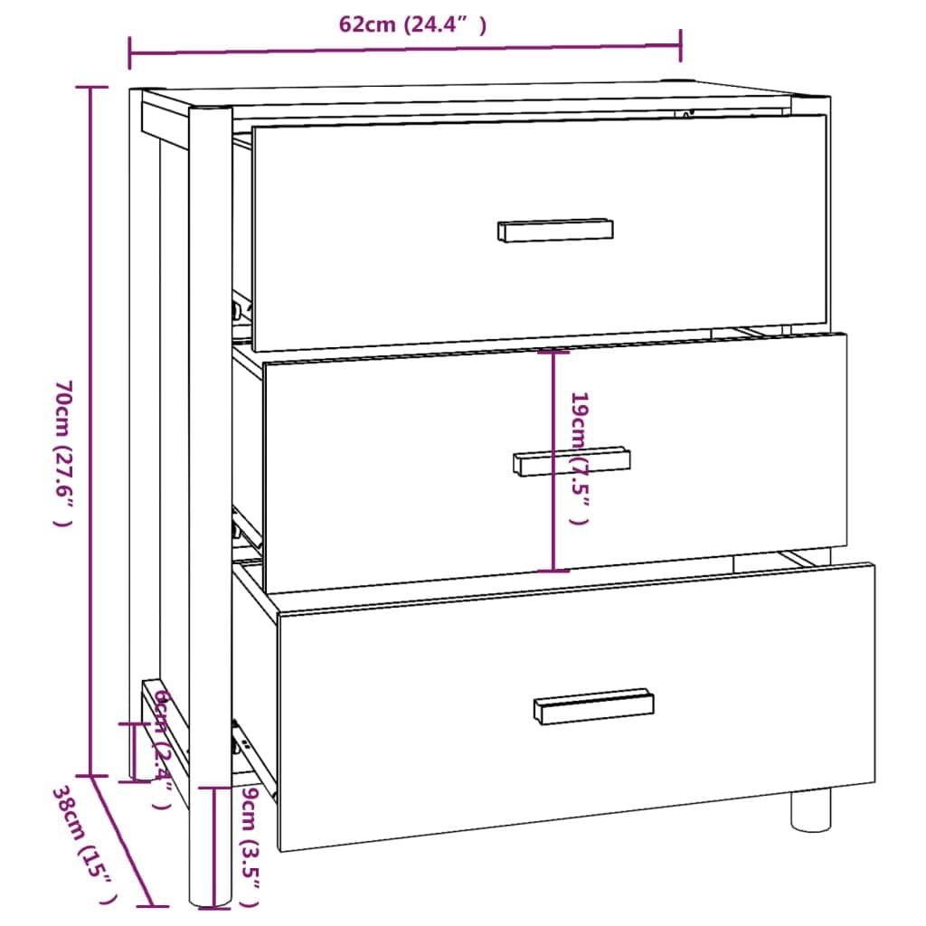 Bewerkt Houten Dressoir Wit 62x38x70 cm - 60% Korting!