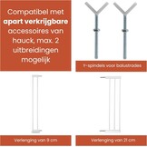 hauck Open N Stop 2 + 21 cm Verlenging, White - Veiligheidshekje & Hondenhek, 96–101 cm Verstelbaar, 77 cm Hoog, Eenhandige Opening aan Beide Kanten, Zonder Boren, Voor Binnengebruik
