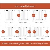 hauck Open N Stop 2 + 21 cm Verlenging, White - Veiligheidshekje & Hondenhek, 96–101 cm Verstelbaar, 77 cm Hoog, Eenhandige Opening aan Beide Kanten, Zonder Boren, Voor Binnengebruik
