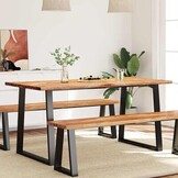 vidaXL Eettafel met natuurlijke rand 160x80x75 cm massief acaciahout