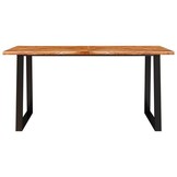 vidaXL Eettafel met natuurlijke rand 160x80x75 cm massief acaciahout