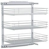 vidaXL Draadmand keuken uittrekbaar 3-laags 47x35x56 cm zilverkleurig